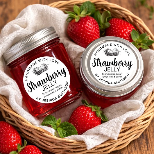 Strawberry Jelly Jam Homemade label STRAW01rd Runder Aufkleber