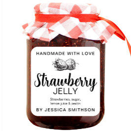 Strawberry Jelly Jam Homemade label STRAW01sq Quadratischer Aufkleber