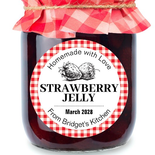 Strawberry Jelly Jam Homemade label STRAW02rd Runder Aufkleber