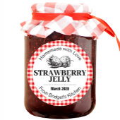 Strawberry Jelly Jam Homemade label STRAW02rd Runder Aufkleber