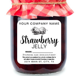 Strawberry Jelly Jam Homemade label STRAW04sqB Quadratischer Aufkleber
