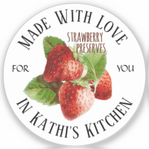 Strawberry Jelly Jam Jar Label mit Liebe Geschenk 