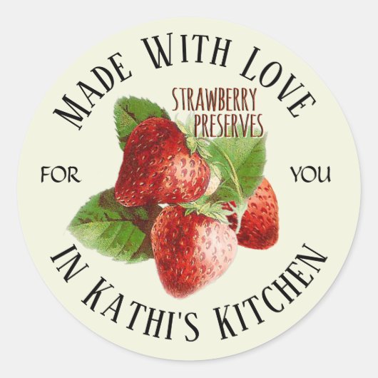 Strawberry Jelly Jam Label aus Liebe Runder Aufkleber (Vorderseite)