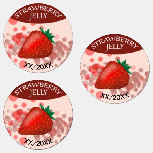 Strawberry Jelly Labels mit bearbeitbarem Datum Etiketten (Gruppe)