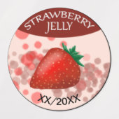 Strawberry Jelly Labels mit bearbeitbarem Datum Etiketten (Design 2)