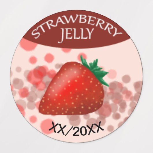Strawberry Jelly Labels mit bearbeitbarem Datum Etiketten (Design 2)