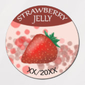 Strawberry Jelly Labels mit bearbeitbarem Datum Etiketten (Design 1)