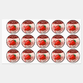 Strawberry Jelly Labels mit bearbeitbarem Datum Etiketten (Blatt)