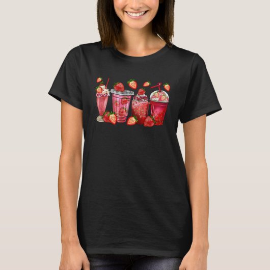 Strawberry Juice Coffee Cups Strawberry Festival F T-Shirt (Vorderseite)