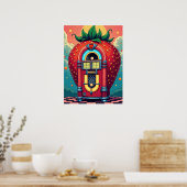 Strawberry Jukebox: Retro Surrealismus Pop Art Poster (Küche)
