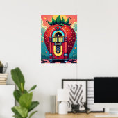 Strawberry Jukebox: Retro Surrealismus Pop Art Poster (Heimbüro)