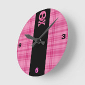 Strawberry Kariert Skull Runde Wanduhr (Winkel)