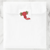 Strawberry Kawaii Axolotl Berry Niedlich Quadratischer Aufkleber (Tasche)