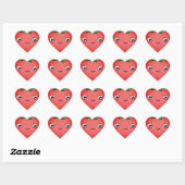 Strawberry Kawaii Heart Shape Stickers (Blatt)