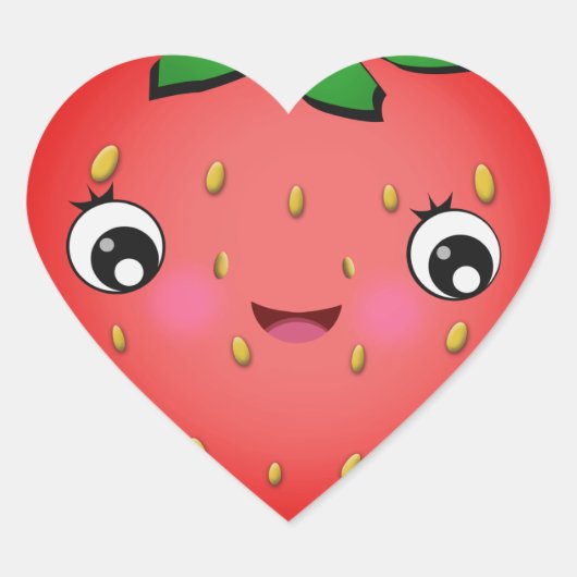 Strawberry Kawaii Heart Shape Stickers (Vorderseite)