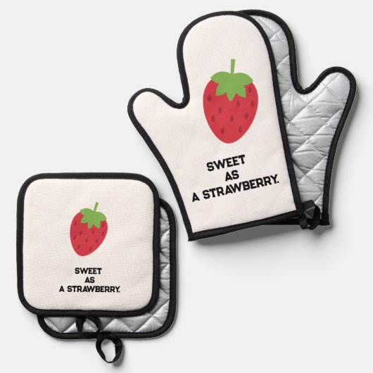 Strawberry Kitchen Set Oven Mitts and Pot Holders (Vorderseite/Rückseite)