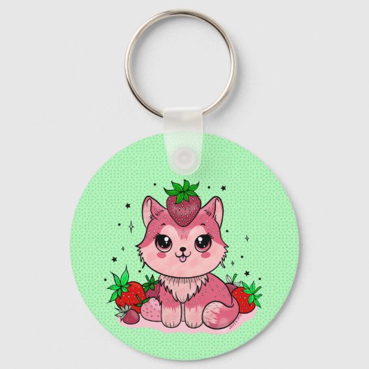 Strawberry Kitty Schlüsselanhänger (Vorderseite)