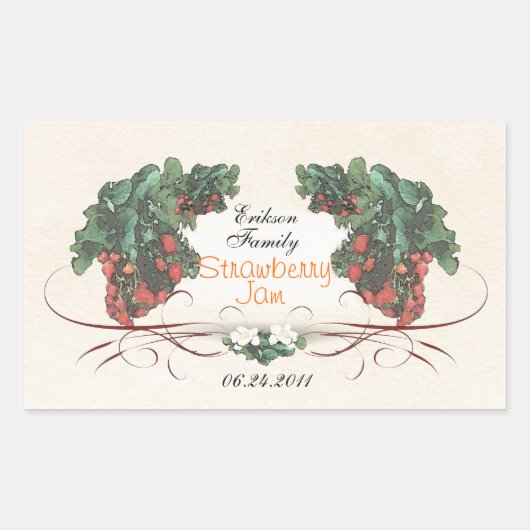Strawberry-Konservenetikett R1 Rechteckiger Aufkleber (Vorderseite)