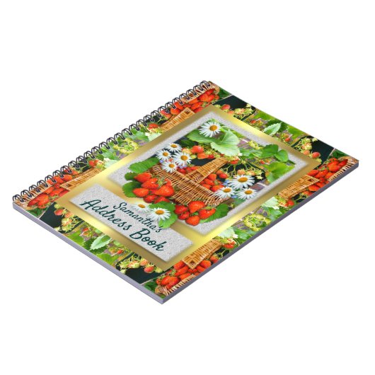 Strawberry-Korb mit angepasstem Adressbuch Notizblock (Linke Seite)