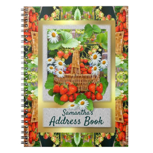Strawberry-Korb mit angepasstem Adressbuch Notizblock (Vorderseite)