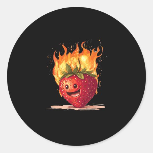 Strawberry-Kostüm mit Flammen-T - Shirt.pnng Runder Aufkleber (Vorderseite)
