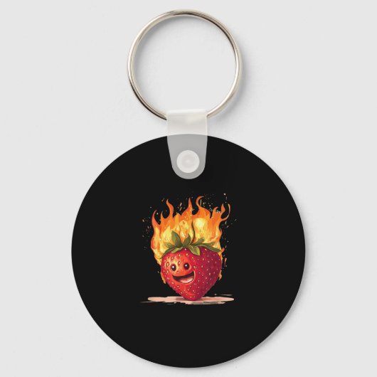 Strawberry-Kostüm mit Flammen-T - Shirt.pnng Schlüsselanhänger (Vorderseite)