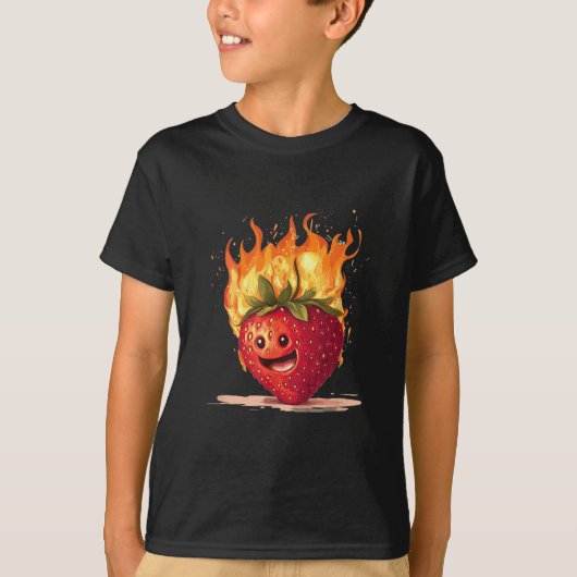 Strawberry-Kostüm mit Flammen-T - Shirt.pnng T-Shirt (Vorderseite)