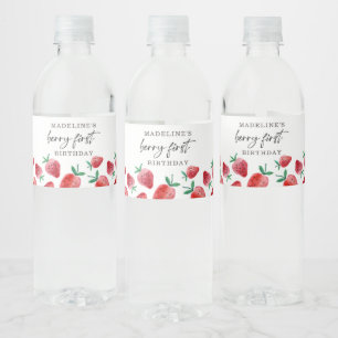 Strawberry Labels 1. Berry Erster Geburtstagsmarkt Wasserflaschenetikett