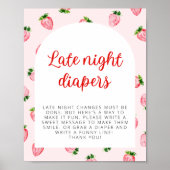 Strawberry Late Night Diapers Baby Duschzeichen Poster (Vorne)
