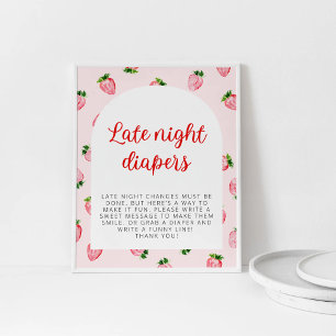 Strawberry Late Night Diapers Baby Duschzeichen Poster