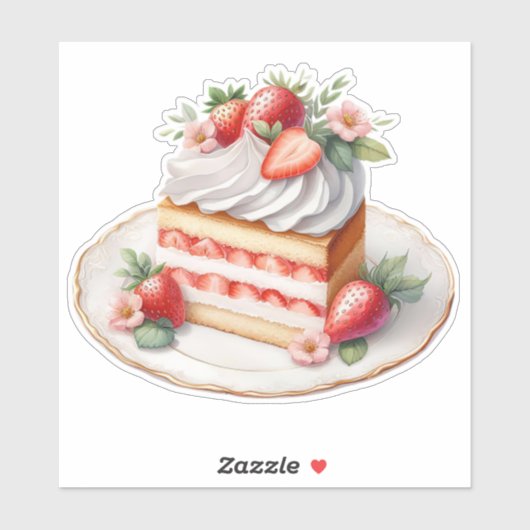 Strawberry Layer Cake Sticker | Cute Dessert  (Blatt)