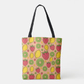 Strawberry, lemon and kiwi fruits wallpaper backgr tasche (Rückseite)