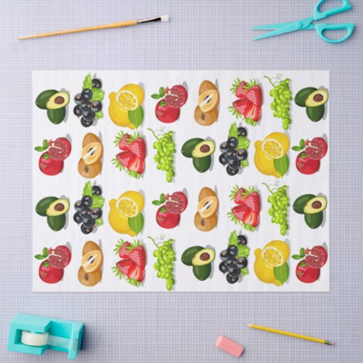 Strawberry Lemon Avocado Trauben Früchte Decoupage Seidenpapier (Basteln)