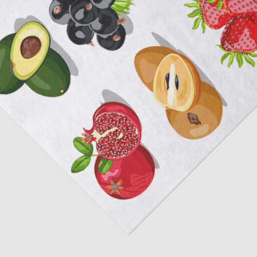 Strawberry Lemon Avocado Trauben Früchte Decoupage Seidenpapier (Detail)