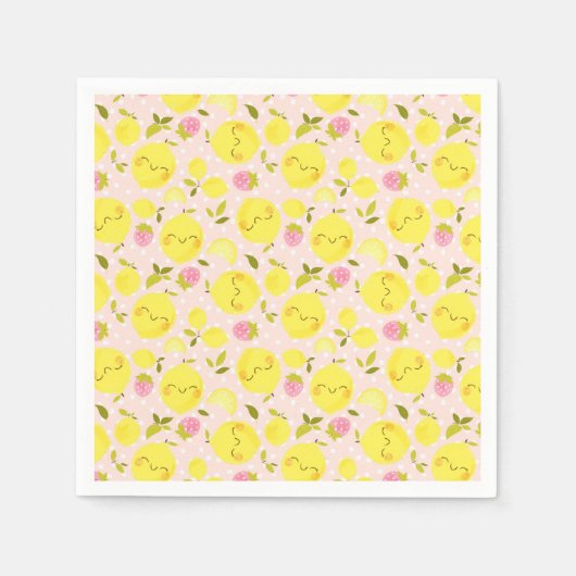 Strawberry Lemon Pink Serviette (Vorderseite)