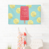 Strawberry Lemonade Popsicle Girl Birthday Banner (Insitu)
