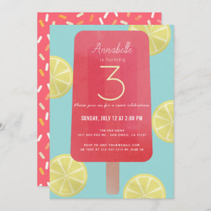 Strawberry Lemonade Popsicle Girl Birthday Einladung