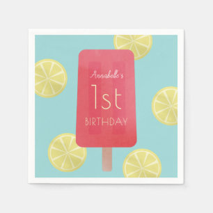 Strawberry Lemonade Popsicle Girl Birthday Paper Serviette