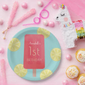 Strawberry Lemonade Popsicle Girl Birthday Pappteller (Party)