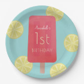 Strawberry Lemonade Popsicle Girl Birthday Pappteller (Vorderseite)