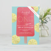 Strawberry Lemonade Popsicle Virtual 1. Geburtstag Einladung (Stehend Vorderseite)