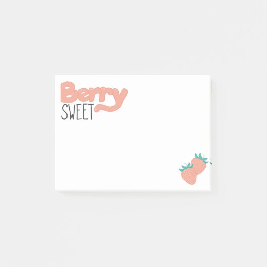 Strawberry Lettering Post-it Klebezettel (Vorderseite)