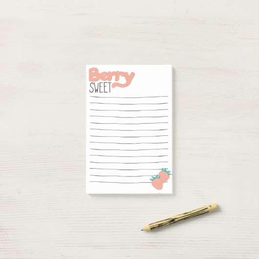 Strawberry Lettering Post-it Klebezettel (Auf Schreibtisch)