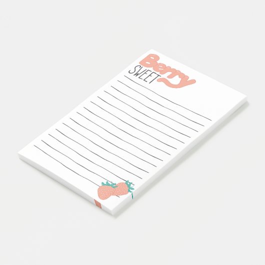 Strawberry Lettering Post-it Klebezettel (angewinkelt)