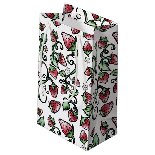 Strawberry-Liebe für immer Kleine Geschenktüte (Rückseite Schrägansicht)