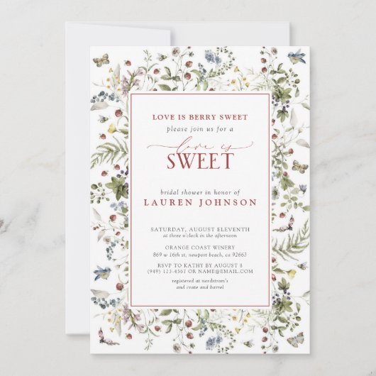Strawberry Liebe ist Berry Sweet Red Brautparty Einladung (Vorderseite)