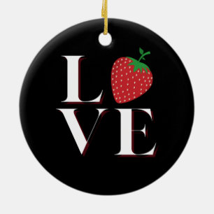 Strawberry-Liebe Keramik Ornament
