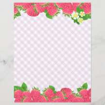 Strawberry Lila Gingham Stationery Paper