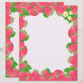 Strawberry Lila Gingham Stationery Paper (Vorne/Hinten)
