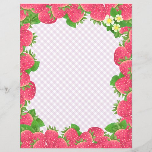 Strawberry Lila Gingham Stationery Paper (Vorderseite)